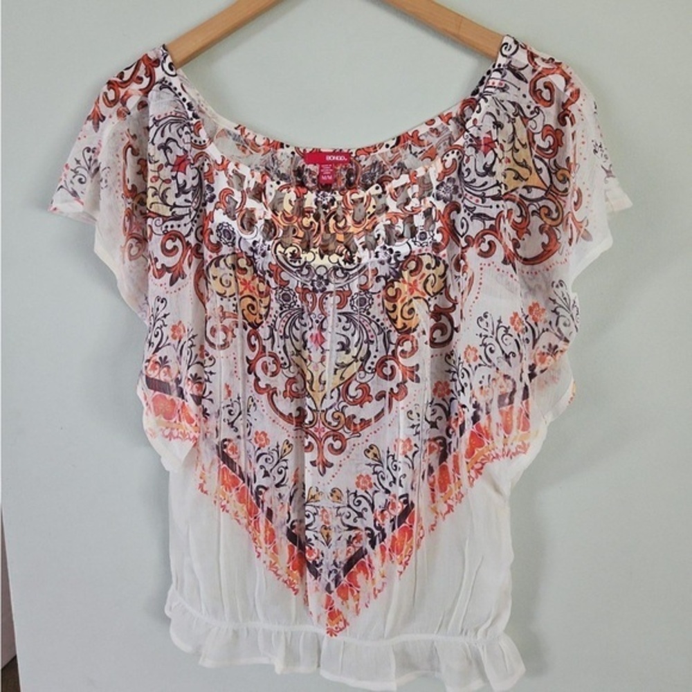 Bongo White Sleeveless Smocked Blouse